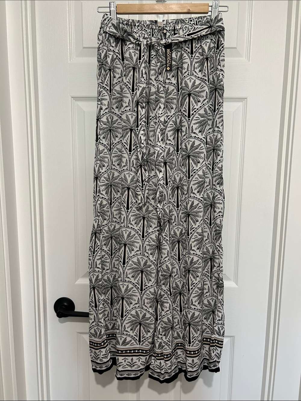 Wide Leg Printed Palazzo Pants in Black & White